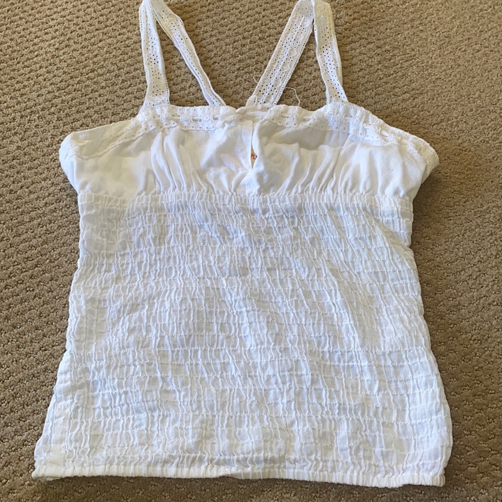 Free People White Eyelet Tank Top S
